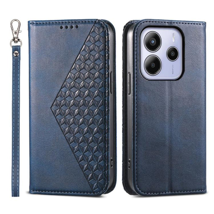 Funda de cuero magnética para teléfono con textura de becerro y cuadrícula cúbica, For Redmi A7 Pro 4G / 5G 171mm / Poco C85x 5G, For Redmi 15a 5G, For Redmi Turbo 5 Max 5G / Poco X8 Pro Max 5G, For Redmi Note 15 Pro+ 163.3mm / Poco M8 Pro             ...
