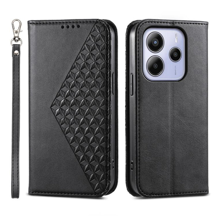 Funda de cuero magnética para teléfono con textura de becerro y cuadrícula cúbica, For Redmi A7 Pro 4G / 5G 171mm / Poco C85x 5G, For Redmi 15a 5G, For Redmi Turbo 5 Max 5G / Poco X8 Pro Max 5G, For Redmi Note 15 Pro+ 163.3mm / Poco M8 Pro             ...