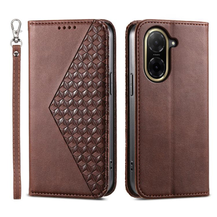 Funda de cuero magnética para teléfono con textura de becerro y cuadrícula cúbica, For Redmi A7 Pro 4G / 5G 171mm / Poco C85x 5G, For Redmi 15a 5G, For Redmi Turbo 5 Max 5G / Poco X8 Pro Max 5G, For Redmi Note 15 Pro+ 163.3mm / Poco M8 Pro             ...