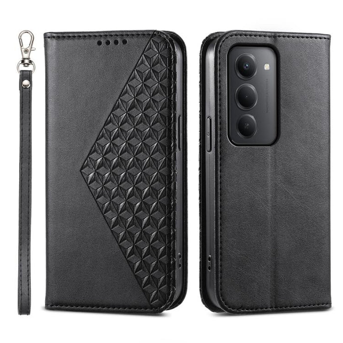 Funda de cuero magnética para teléfono con textura de becerro y cuadrícula cúbica, For Redmi A7 Pro 4G / 5G 171mm / Poco C85x 5G, For Redmi 15a 5G, For Redmi Turbo 5 Max 5G / Poco X8 Pro Max 5G, For Redmi Note 15 Pro+ 163.3mm / Poco M8 Pro             ...