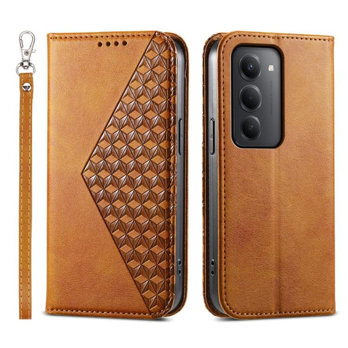 Funda de cuero magnética para teléfono con textura de becerro y cuadrícula cúbica, For Redmi A7 Pro 4G / 5G 171mm / Poco C85x 5G, For Redmi 15a 5G, For Redmi Turbo 5 Max 5G / Poco X8 Pro Max 5G, For Redmi Note 15 Pro+ 163.3mm / Poco M8 Pro             ...