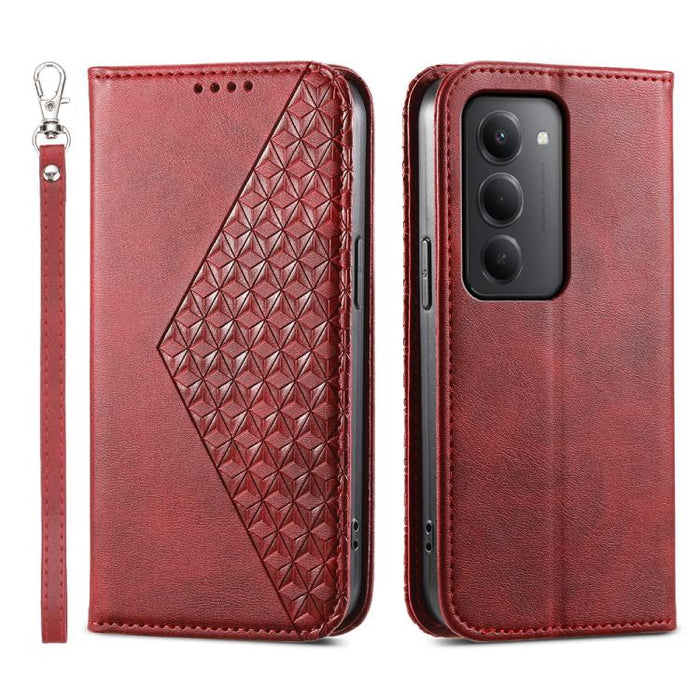 Funda de cuero magnética para teléfono con textura de becerro y cuadrícula cúbica, For Redmi A7 Pro 4G / 5G 171mm / Poco C85x 5G, For Redmi 15a 5G, For Redmi Turbo 5 Max 5G / Poco X8 Pro Max 5G, For Redmi Note 15 Pro+ 163.3mm / Poco M8 Pro             ...