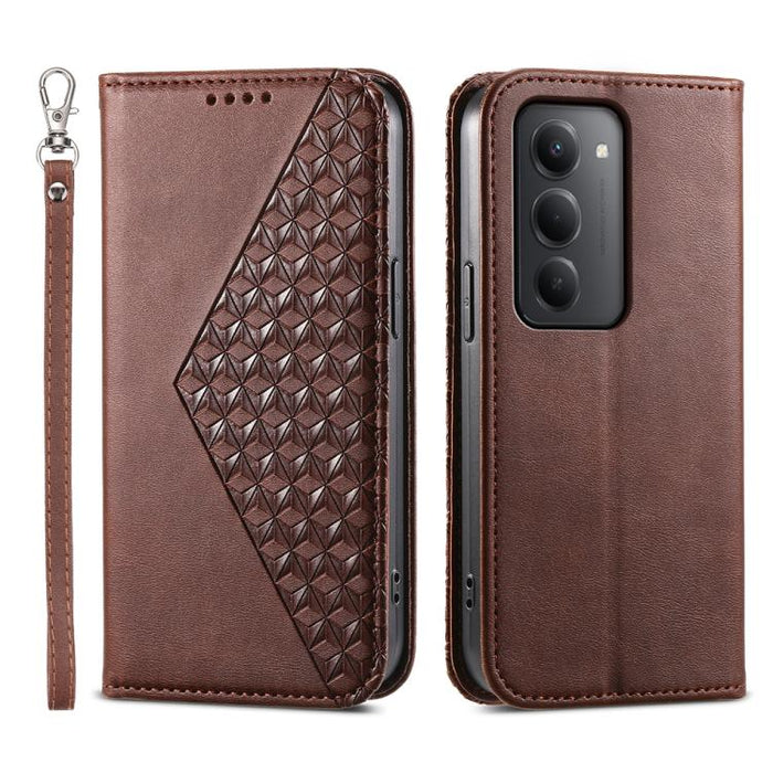 Funda de cuero magnética para teléfono con textura de becerro y cuadrícula cúbica, For Redmi A7 Pro 4G / 5G 171mm / Poco C85x 5G, For Redmi 15a 5G, For Redmi Turbo 5 Max 5G / Poco X8 Pro Max 5G, For Redmi Note 15 Pro+ 163.3mm / Poco M8 Pro             ...