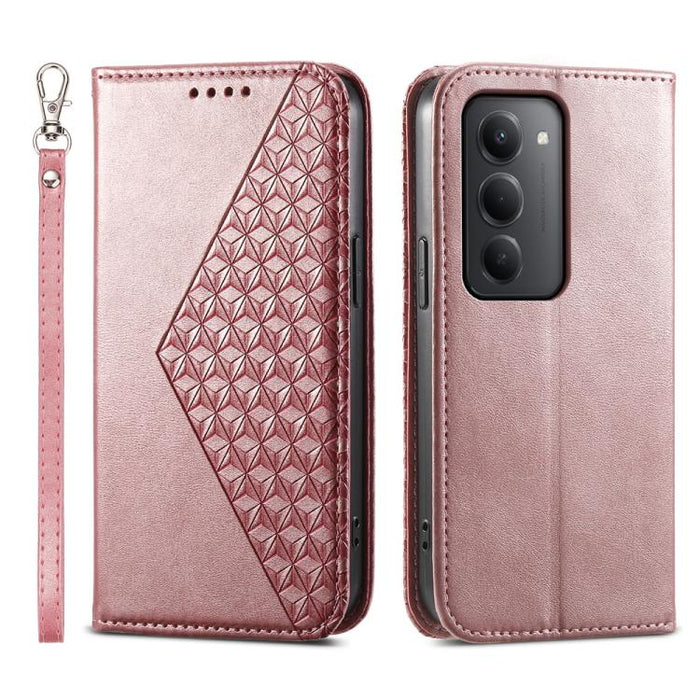Funda de cuero magnética para teléfono con textura de becerro y cuadrícula cúbica, For Redmi A7 Pro 4G / 5G 171mm / Poco C85x 5G, For Redmi 15a 5G, For Redmi Turbo 5 Max 5G / Poco X8 Pro Max 5G, For Redmi Note 15 Pro+ 163.3mm / Poco M8 Pro             ...