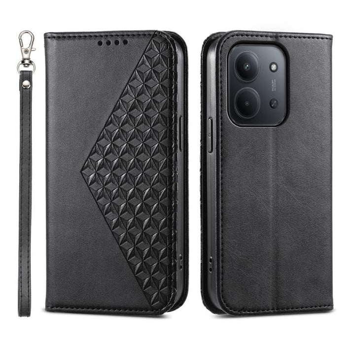 Funda de cuero magnética para teléfono con textura de becerro y cuadrícula cúbica, For Redmi A7 Pro 4G / 5G 171mm / Poco C85x 5G, For Redmi 15a 5G, For Redmi Turbo 5 Max 5G / Poco X8 Pro Max 5G, For Redmi Note 15 Pro+ 163.3mm / Poco M8 Pro             ...