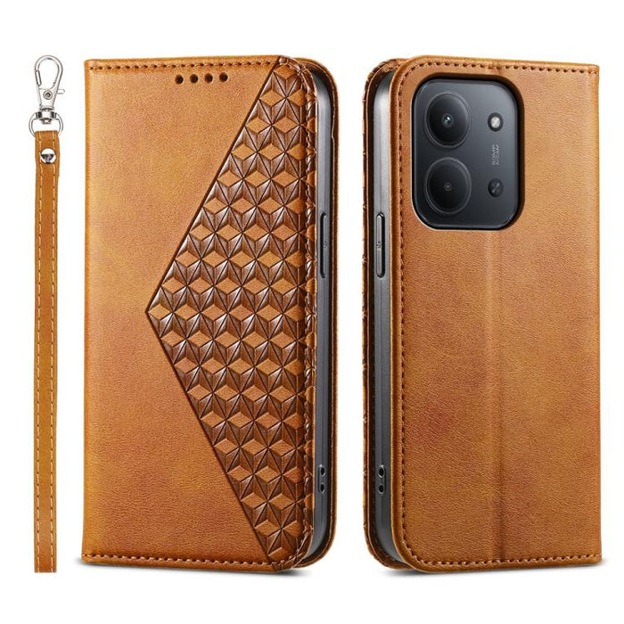 Funda de cuero magnética para teléfono con textura de becerro y cuadrícula cúbica, For Redmi A7 Pro 4G / 5G 171mm / Poco C85x 5G, For Redmi 15a 5G, For Redmi Turbo 5 Max 5G / Poco X8 Pro Max 5G, For Redmi Note 15 Pro+ 163.3mm / Poco M8 Pro             ...