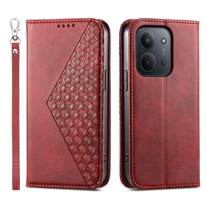 Funda de cuero magnética para teléfono con textura de becerro y cuadrícula cúbica, For Redmi A7 Pro 4G / 5G 171mm / Poco C85x 5G, For Redmi 15a 5G, For Redmi Turbo 5 Max 5G / Poco X8 Pro Max 5G, For Redmi Note 15 Pro+ 163.3mm / Poco M8 Pro             ...