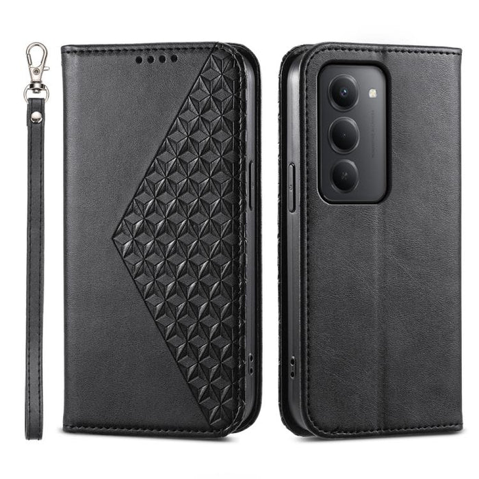Funda de cuero magnética para teléfono con textura de becerro y cuadrícula cúbica, For Redmi A7 Pro 4G / 5G 171mm / Poco C85x 5G, For Redmi 15a 5G, For Redmi Turbo 5 Max 5G / Poco X8 Pro Max 5G, For Redmi Note 15 Pro+ 163.3mm / Poco M8 Pro             ...