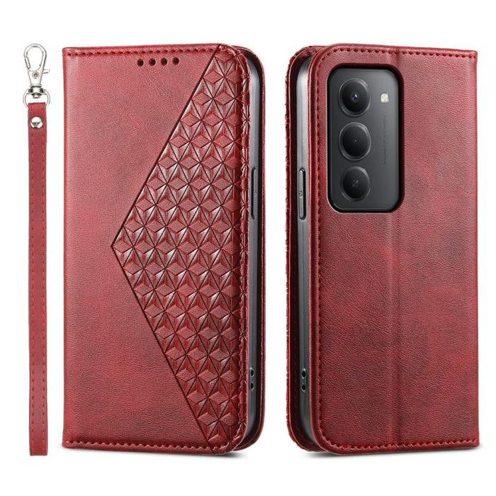 Funda de cuero magnética para teléfono con textura de becerro y cuadrícula cúbica, For Redmi A7 Pro 4G / 5G 171mm / Poco C85x 5G, For Redmi 15a 5G, For Redmi Turbo 5 Max 5G / Poco X8 Pro Max 5G, For Redmi Note 15 Pro+ 163.3mm / Poco M8 Pro             ...