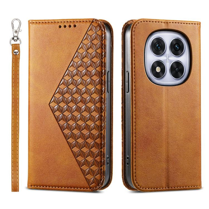 Funda de cuero magnética para teléfono con textura de becerro y cuadrícula cúbica, For Redmi A7 Pro 4G / 5G 171mm / Poco C85x 5G, For Redmi 15a 5G, For Redmi Turbo 5 Max 5G / Poco X8 Pro Max 5G, For Redmi Note 15 Pro+ 163.3mm / Poco M8 Pro             ...