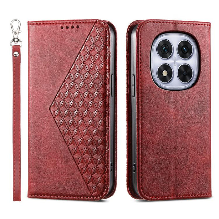 Funda de cuero magnética para teléfono con textura de becerro y cuadrícula cúbica, For Redmi A7 Pro 4G / 5G 171mm / Poco C85x 5G, For Redmi 15a 5G, For Redmi Turbo 5 Max 5G / Poco X8 Pro Max 5G, For Redmi Note 15 Pro+ 163.3mm / Poco M8 Pro             ...