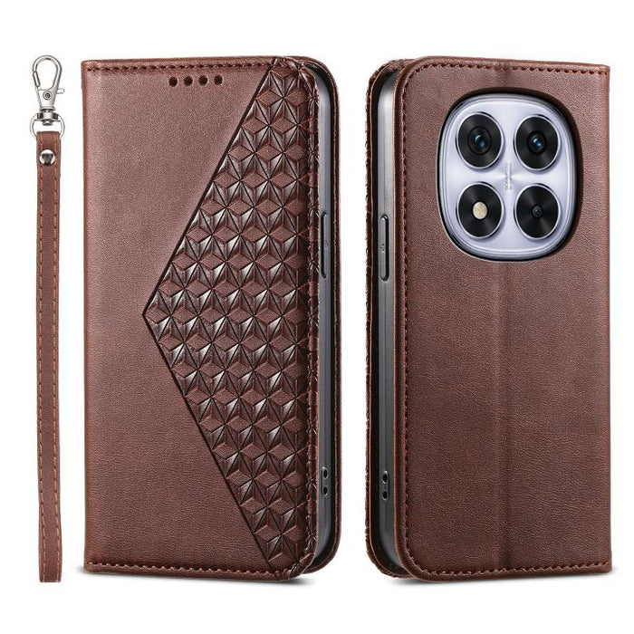 Funda de cuero magnética para teléfono con textura de becerro y cuadrícula cúbica, For Redmi A7 Pro 4G / 5G 171mm / Poco C85x 5G, For Redmi 15a 5G, For Redmi Turbo 5 Max 5G / Poco X8 Pro Max 5G, For Redmi Note 15 Pro+ 163.3mm / Poco M8 Pro             ...