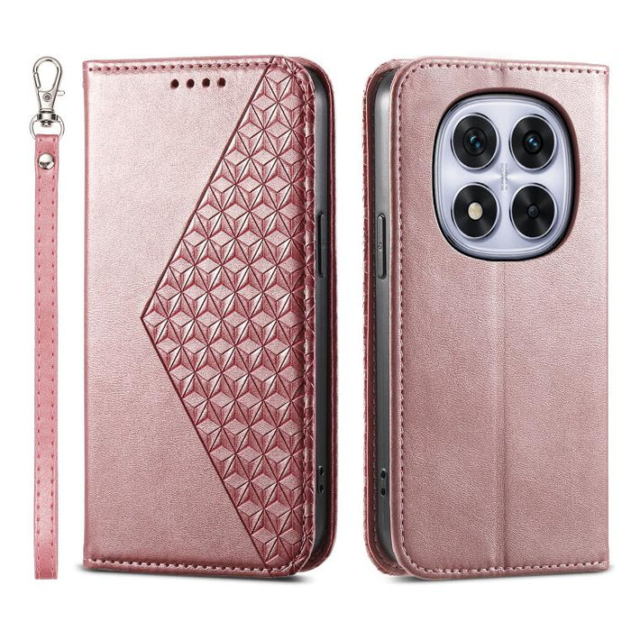Funda de cuero magnética para teléfono con textura de becerro y cuadrícula cúbica, For Redmi A7 Pro 4G / 5G 171mm / Poco C85x 5G, For Redmi 15a 5G, For Redmi Turbo 5 Max 5G / Poco X8 Pro Max 5G, For Redmi Note 15 Pro+ 163.3mm / Poco M8 Pro             ...
