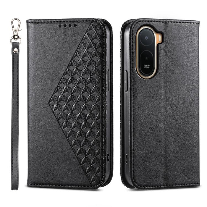 Funda de cuero magnética para teléfono con textura de becerro y cuadrícula cúbica, For Redmi A7 Pro 4G / 5G 171mm / Poco C85x 5G, For Redmi 15a 5G, For Redmi Turbo 5 Max 5G / Poco X8 Pro Max 5G, For Redmi Note 15 Pro+ 163.3mm / Poco M8 Pro             ...