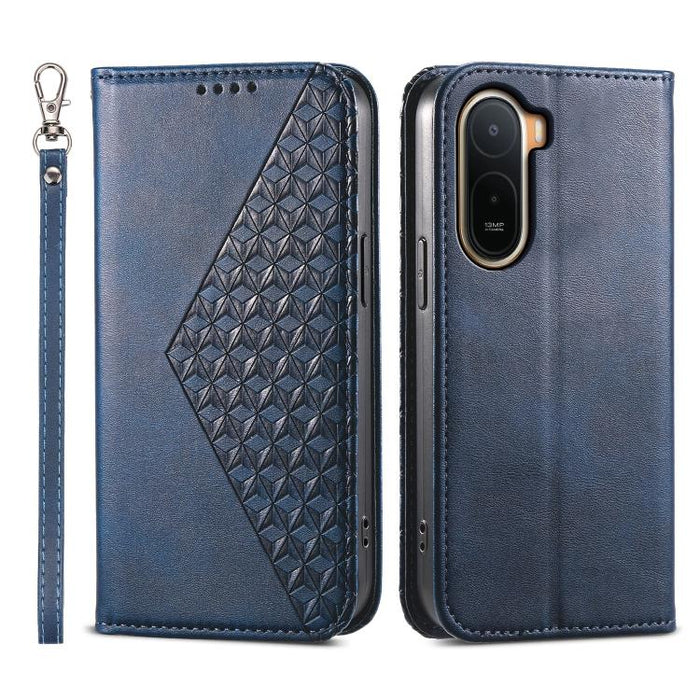 Funda de cuero magnética para teléfono con textura de becerro y cuadrícula cúbica, For Redmi A7 Pro 4G / 5G 171mm / Poco C85x 5G, For Redmi 15a 5G, For Redmi Turbo 5 Max 5G / Poco X8 Pro Max 5G, For Redmi Note 15 Pro+ 163.3mm / Poco M8 Pro             ...