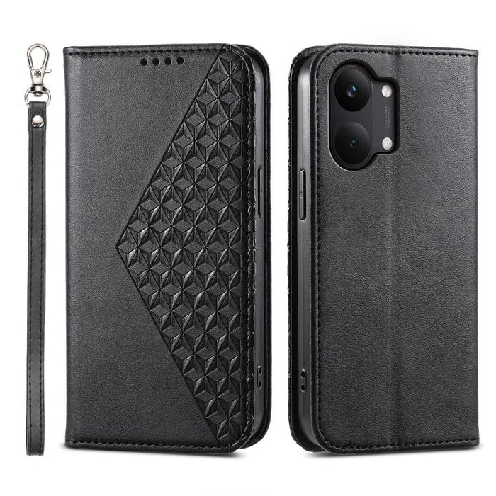 Funda de cuero magnética para teléfono con textura de becerro y cuadrícula cúbica, For Redmi A7 Pro 4G / 5G 171mm / Poco C85x 5G, For Redmi 15a 5G, For Redmi Turbo 5 Max 5G / Poco X8 Pro Max 5G, For Redmi Note 15 Pro+ 163.3mm / Poco M8 Pro             ...