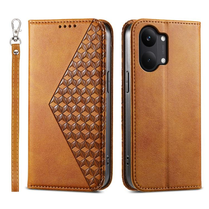 Funda de cuero magnética para teléfono con textura de becerro y cuadrícula cúbica, For Redmi A7 Pro 4G / 5G 171mm / Poco C85x 5G, For Redmi 15a 5G, For Redmi Turbo 5 Max 5G / Poco X8 Pro Max 5G, For Redmi Note 15 Pro+ 163.3mm / Poco M8 Pro             ...