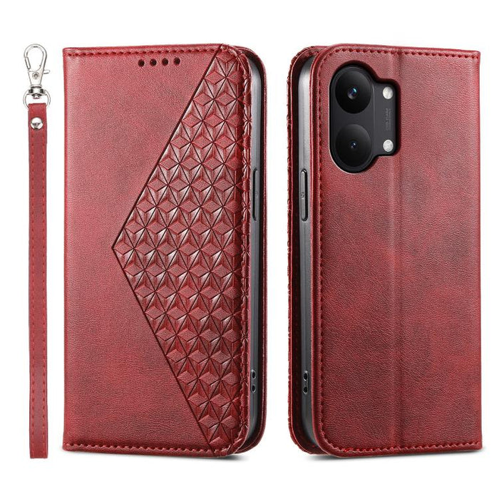 Funda de cuero magnética para teléfono con textura de becerro y cuadrícula cúbica, For Redmi A7 Pro 4G / 5G 171mm / Poco C85x 5G, For Redmi 15a 5G, For Redmi Turbo 5 Max 5G / Poco X8 Pro Max 5G, For Redmi Note 15 Pro+ 163.3mm / Poco M8 Pro             ...