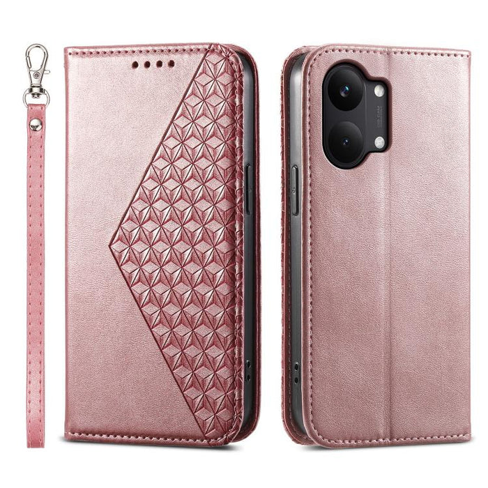 Funda de cuero magnética para teléfono con textura de becerro y cuadrícula cúbica, For Redmi A7 Pro 4G / 5G 171mm / Poco C85x 5G, For Redmi 15a 5G, For Redmi Turbo 5 Max 5G / Poco X8 Pro Max 5G, For Redmi Note 15 Pro+ 163.3mm / Poco M8 Pro             ...