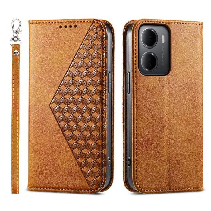 Funda de cuero magnética para teléfono con textura de becerro y cuadrícula cúbica, For Redmi A7 Pro 4G / 5G 171mm / Poco C85x 5G, For Redmi 15a 5G, For Redmi Turbo 5 Max 5G / Poco X8 Pro Max 5G, For Redmi Note 15 Pro+ 163.3mm / Poco M8 Pro             ...