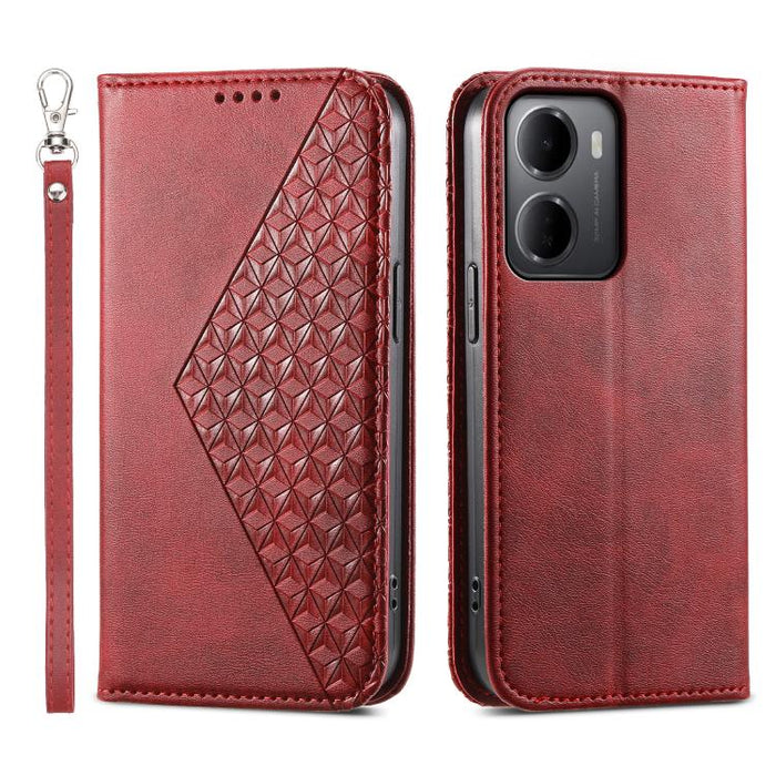 Funda de cuero magnética para teléfono con textura de becerro y cuadrícula cúbica, For Redmi A7 Pro 4G / 5G 171mm / Poco C85x 5G, For Redmi 15a 5G, For Redmi Turbo 5 Max 5G / Poco X8 Pro Max 5G, For Redmi Note 15 Pro+ 163.3mm / Poco M8 Pro             ...
