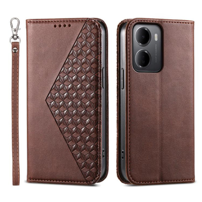Funda de cuero magnética para teléfono con textura de becerro y cuadrícula cúbica, For Redmi A7 Pro 4G / 5G 171mm / Poco C85x 5G, For Redmi 15a 5G, For Redmi Turbo 5 Max 5G / Poco X8 Pro Max 5G, For Redmi Note 15 Pro+ 163.3mm / Poco M8 Pro             ...