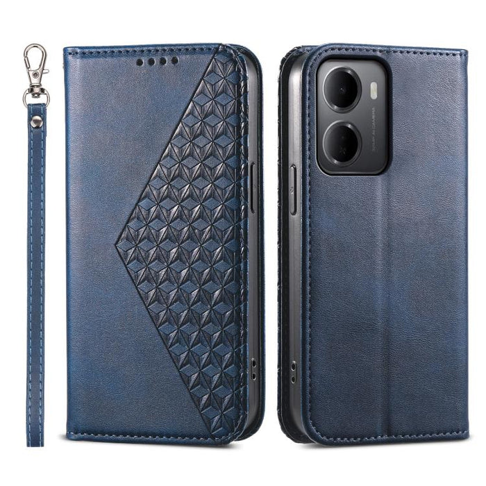 Funda de cuero magnética para teléfono con textura de becerro y cuadrícula cúbica, For Redmi A7 Pro 4G / 5G 171mm / Poco C85x 5G, For Redmi 15a 5G, For Redmi Turbo 5 Max 5G / Poco X8 Pro Max 5G, For Redmi Note 15 Pro+ 163.3mm / Poco M8 Pro             ...