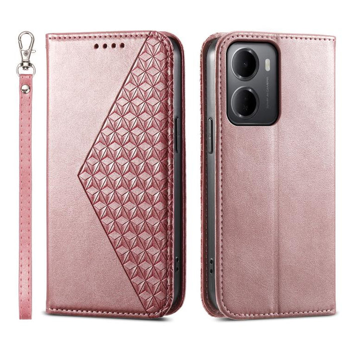 Funda de cuero magnética para teléfono con textura de becerro y cuadrícula cúbica, For Redmi A7 Pro 4G / 5G 171mm / Poco C85x 5G, For Redmi 15a 5G, For Redmi Turbo 5 Max 5G / Poco X8 Pro Max 5G, For Redmi Note 15 Pro+ 163.3mm / Poco M8 Pro             ...