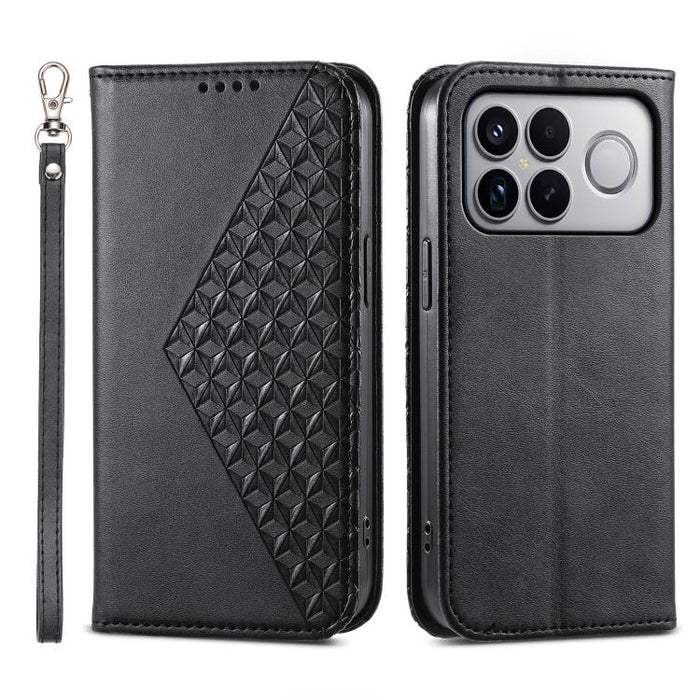 Funda de cuero magnética para teléfono con textura de becerro y cuadrícula cúbica, For Redmi A7 Pro 4G / 5G 171mm / Poco C85x 5G, For Redmi 15a 5G, For Redmi Turbo 5 Max 5G / Poco X8 Pro Max 5G, For Redmi Note 15 Pro+ 163.3mm / Poco M8 Pro             ...