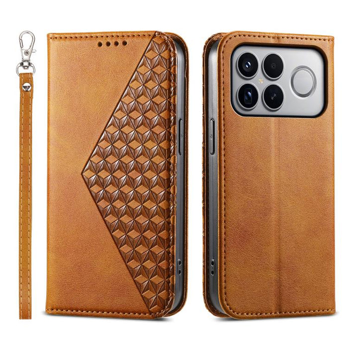 Funda de cuero magnética para teléfono con textura de becerro y cuadrícula cúbica, For Redmi A7 Pro 4G / 5G 171mm / Poco C85x 5G, For Redmi 15a 5G, For Redmi Turbo 5 Max 5G / Poco X8 Pro Max 5G, For Redmi Note 15 Pro+ 163.3mm / Poco M8 Pro             ...