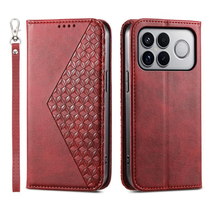 Funda de cuero magnética para teléfono con textura de becerro y cuadrícula cúbica, For Redmi A7 Pro 4G / 5G 171mm / Poco C85x 5G, For Redmi 15a 5G, For Redmi Turbo 5 Max 5G / Poco X8 Pro Max 5G, For Redmi Note 15 Pro+ 163.3mm / Poco M8 Pro             ...