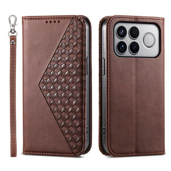 Funda de cuero magnética para teléfono con textura de becerro y cuadrícula cúbica, For Redmi A7 Pro 4G / 5G 171mm / Poco C85x 5G, For Redmi 15a 5G, For Redmi Turbo 5 Max 5G / Poco X8 Pro Max 5G, For Redmi Note 15 Pro+ 163.3mm / Poco M8 Pro             ...