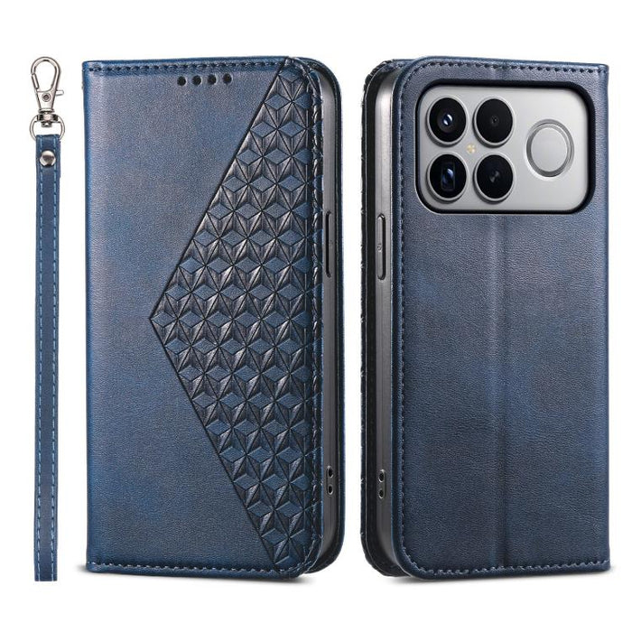 Funda de cuero magnética para teléfono con textura de becerro y cuadrícula cúbica, For Redmi A7 Pro 4G / 5G 171mm / Poco C85x 5G, For Redmi 15a 5G, For Redmi Turbo 5 Max 5G / Poco X8 Pro Max 5G, For Redmi Note 15 Pro+ 163.3mm / Poco M8 Pro             ...