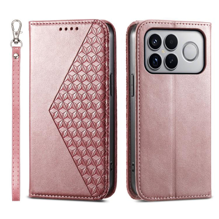 Funda de cuero magnética para teléfono con textura de becerro y cuadrícula cúbica, For Redmi A7 Pro 4G / 5G 171mm / Poco C85x 5G, For Redmi 15a 5G, For Redmi Turbo 5 Max 5G / Poco X8 Pro Max 5G, For Redmi Note 15 Pro+ 163.3mm / Poco M8 Pro             ...