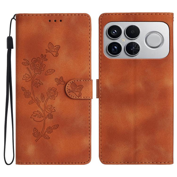 Funda de cuero para teléfono con estampado de flores y mariposas, For Redmi K90 Pro Max/Poco F8 Ultra, For Redmi K90/Poco F8 Pro, For Redmi 15C 5G/4G EU 173mm, For Redmi 15 5G / 4G EU 171mm, For Redmi 15C 5G/4G Global 171mm, For Redmi 15T Pro 5G       ...
