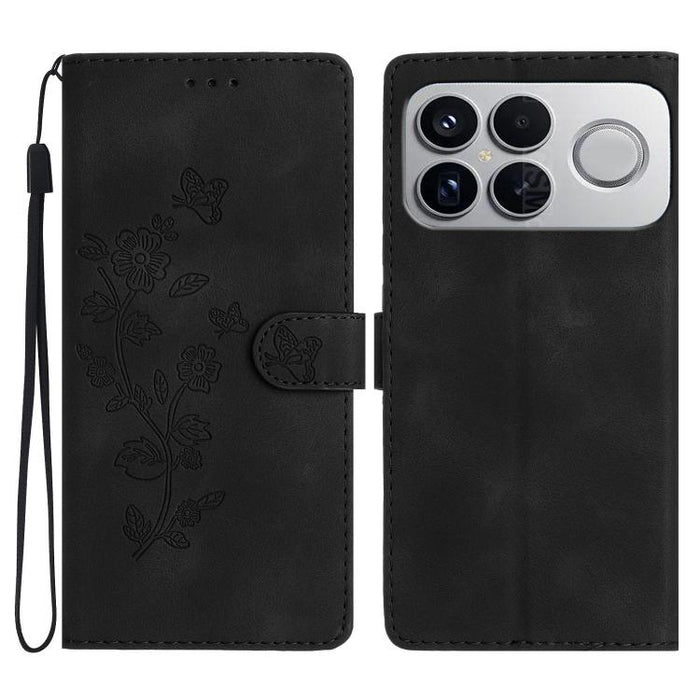 Funda de cuero para teléfono con estampado de flores y mariposas, For Redmi K90 Pro Max/Poco F8 Ultra, For Redmi K90/Poco F8 Pro, For Redmi 15C 5G/4G EU 173mm, For Redmi 15 5G / 4G EU 171mm, For Redmi 15C 5G/4G Global 171mm, For Redmi 15T Pro 5G       ...