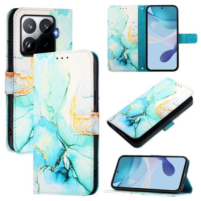 PT003 Funda de cuero con tapa para teléfono con diseño de mármol, For Xiaomi Poco M7 4G 169mm, For Xiaomi 15T Pro, For Xiaomi 15T, For Xiaomi Civi 5 Pro, For Xiaomi 15S Pro, For Xiaomi Poco M7 5G / C75 4G, For Xiaomi Poco X7 5G, For Xiaomi 15 Ultra    ...