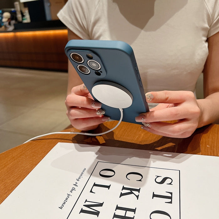 Funda magnética para teléfono MagSafe de silicona líquida de color sólido, For iPhone 11, For iPhone 11 Pro