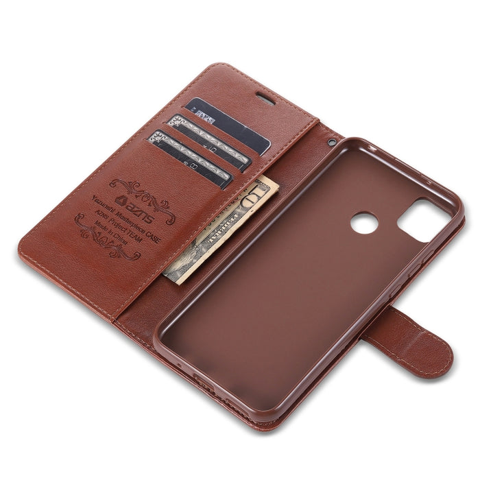 AZNS Estuche de cuero con tapa horizontal con textura de piel de oveja con soporte y ranuras para tarjetas y billetera, For Xiaomi Redmi 9C