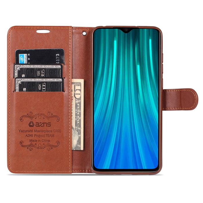 AZNS Estuche de cuero con tapa horizontal con textura de piel de oveja con soporte y ranuras para tarjetas y billetera, For Xiaomi Redmi 9C