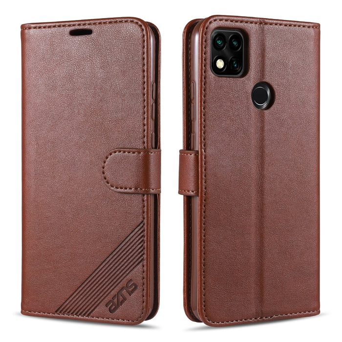 AZNS Estuche de cuero con tapa horizontal con textura de piel de oveja con soporte y ranuras para tarjetas y billetera, For Xiaomi Redmi 9C