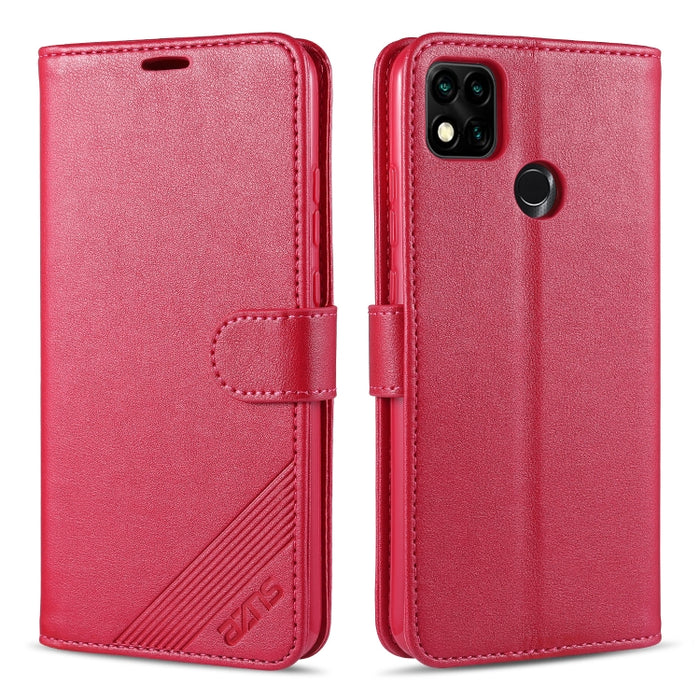AZNS Estuche de cuero con tapa horizontal con textura de piel de oveja con soporte y ranuras para tarjetas y billetera, For Xiaomi Redmi 9C