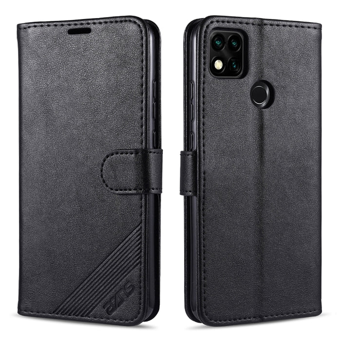 AZNS Estuche de cuero con tapa horizontal con textura de piel de oveja con soporte y ranuras para tarjetas y billetera, For Xiaomi Redmi 9C