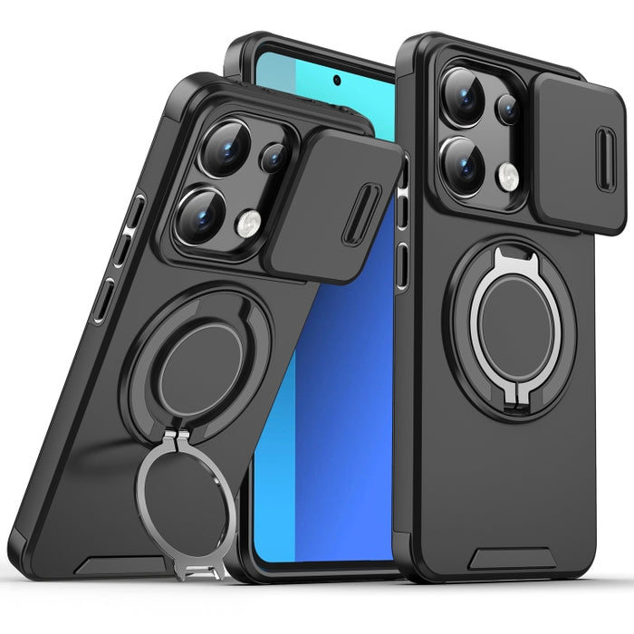 Estuche para teléfono con soporte de anillo deslizante Camshield, For Redmi Turbo 5 Max / Poco X8 Pro Max, For Redmi Turbo 5 / Poco X8 Pro 5G, For Redmi Turbo 4 Pro / Poco F7, For Redmi Note 14 4G 164.84mm, For Redmi Note 14 Pro 5G / 4G                ...
