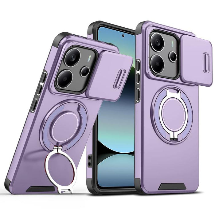 Estuche para teléfono con soporte de anillo deslizante Camshield, For Redmi Turbo 5 Max / Poco X8 Pro Max, For Redmi Turbo 5 / Poco X8 Pro 5G, For Redmi Turbo 4 Pro / Poco F7, For Redmi Note 14 4G 164.84mm, For Redmi Note 14 Pro 5G / 4G                ...