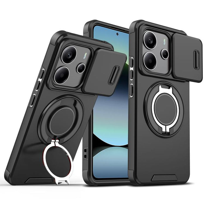 Estuche para teléfono con soporte de anillo deslizante Camshield, For Redmi Turbo 5 Max / Poco X8 Pro Max, For Redmi Turbo 5 / Poco X8 Pro 5G, For Redmi Turbo 4 Pro / Poco F7, For Redmi Note 14 4G 164.84mm, For Redmi Note 14 Pro 5G / 4G                ...