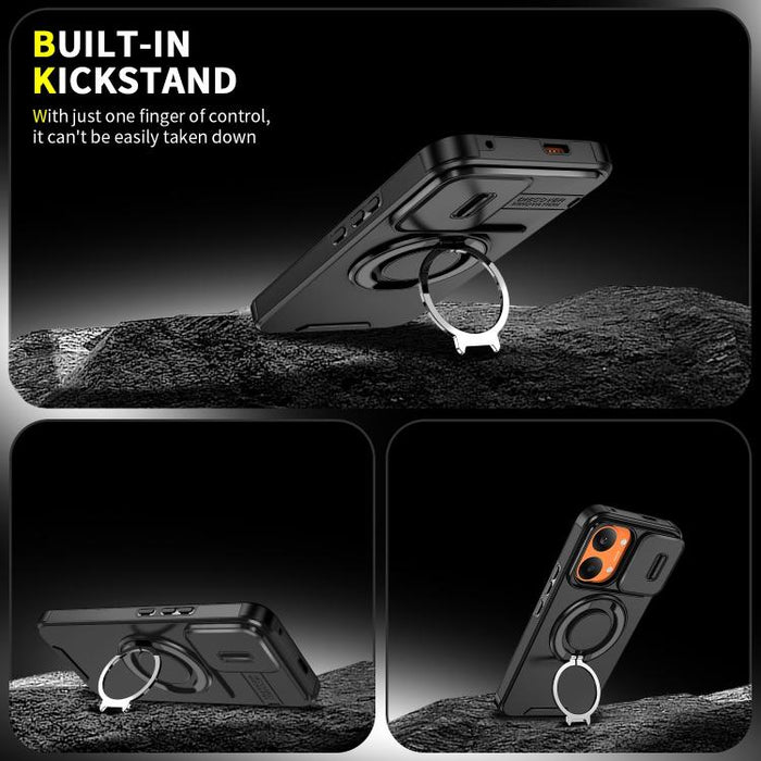 Estuche para teléfono con soporte de anillo deslizante Camshield, For Redmi Turbo 5 Max / Poco X8 Pro Max, For Redmi Turbo 5 / Poco X8 Pro 5G, For Redmi Turbo 4 Pro / Poco F7, For Redmi Note 14 4G 164.84mm, For Redmi Note 14 Pro 5G / 4G                ...