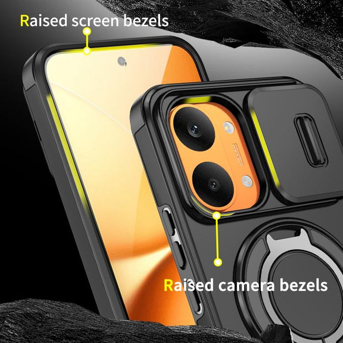 Estuche para teléfono con soporte de anillo deslizante Camshield, For Redmi Turbo 5 Max / Poco X8 Pro Max, For Redmi Turbo 5 / Poco X8 Pro 5G, For Redmi Turbo 4 Pro / Poco F7, For Redmi Note 14 4G 164.84mm, For Redmi Note 14 Pro 5G / 4G                ...