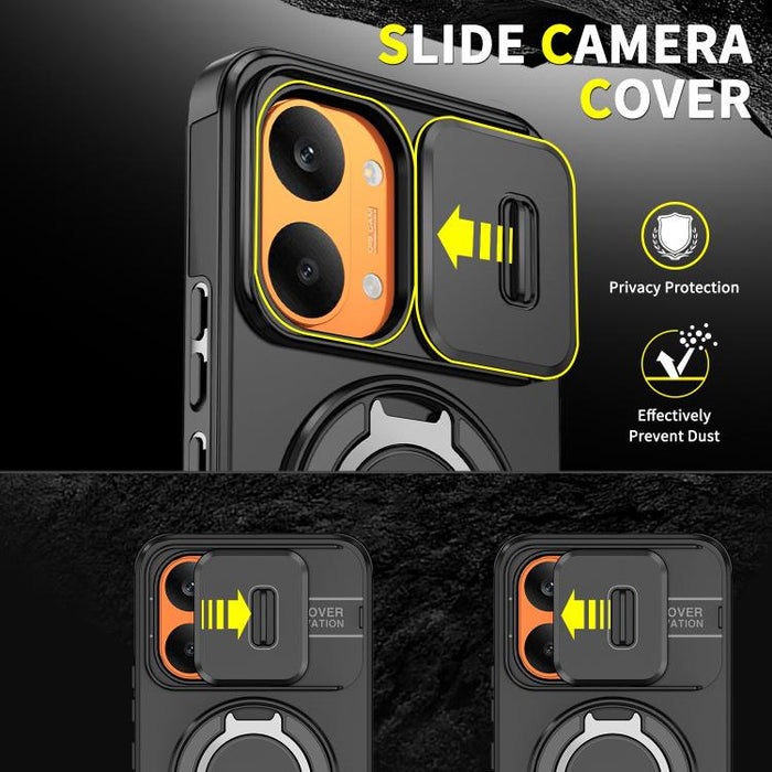 Estuche para teléfono con soporte de anillo deslizante Camshield, For Redmi Turbo 5 Max / Poco X8 Pro Max, For Redmi Turbo 5 / Poco X8 Pro 5G, For Redmi Turbo 4 Pro / Poco F7, For Redmi Note 14 4G 164.84mm, For Redmi Note 14 Pro 5G / 4G                ...