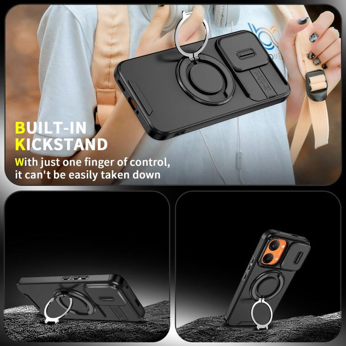 Estuche para teléfono con soporte de anillo deslizante Camshield, For Redmi Turbo 5 Max / Poco X8 Pro Max, For Redmi Turbo 5 / Poco X8 Pro 5G, For Redmi Turbo 4 Pro / Poco F7, For Redmi Note 14 4G 164.84mm, For Redmi Note 14 Pro 5G / 4G                ...